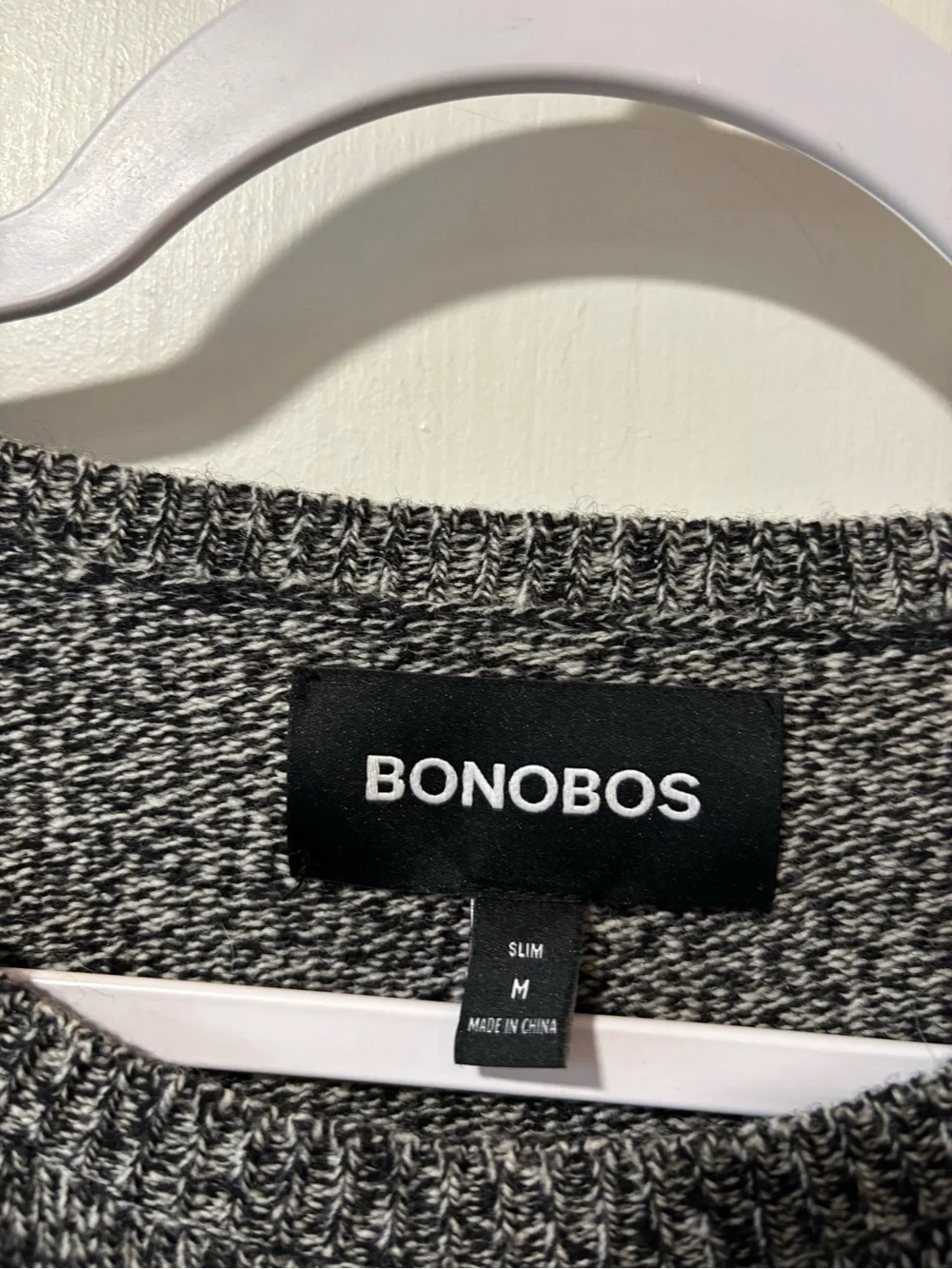 Bonobos Men's Whale Black Gray Blue Merino Wool Pullover Sweater Slim Size M